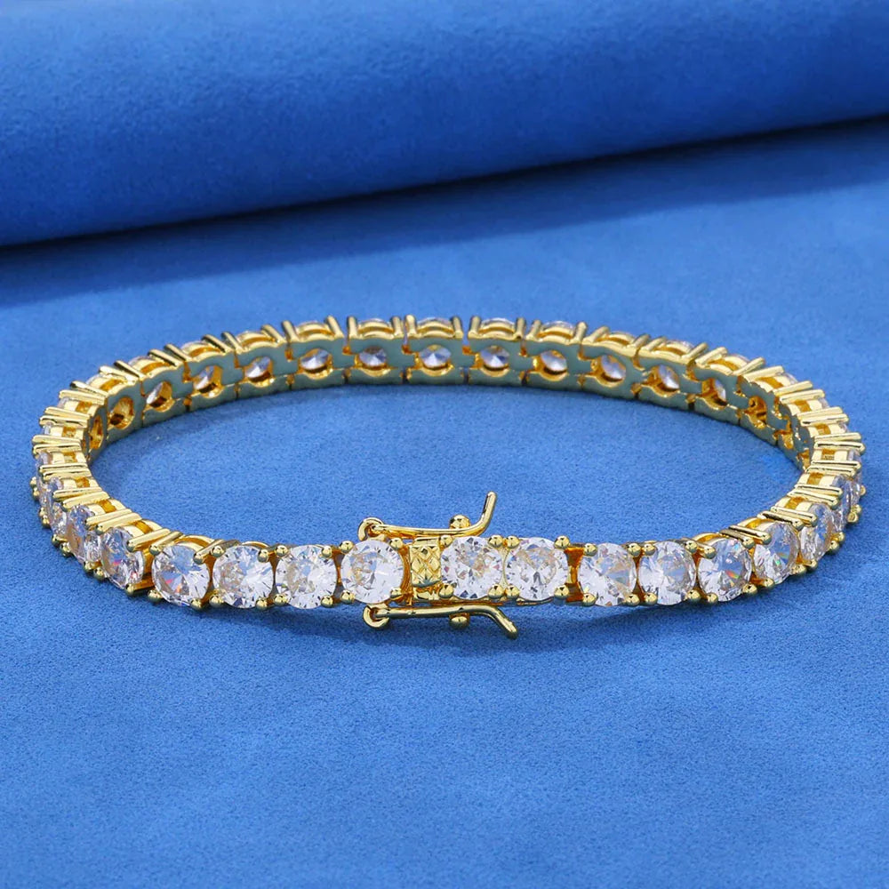 Gold Chain S925 Silver Clasp Tennis Bracelet – CZ Stones, Custom Rapper Jewelry for Men | Caratix Jewelry - CaratixJewelry